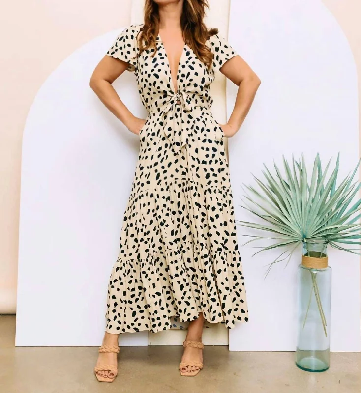 Tie Maxi Dress in Spots Dots