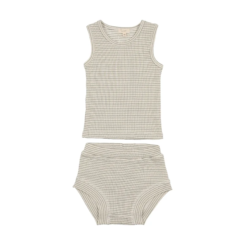 Lil Legs Ribbed Baby Boys Set - Green Stripe