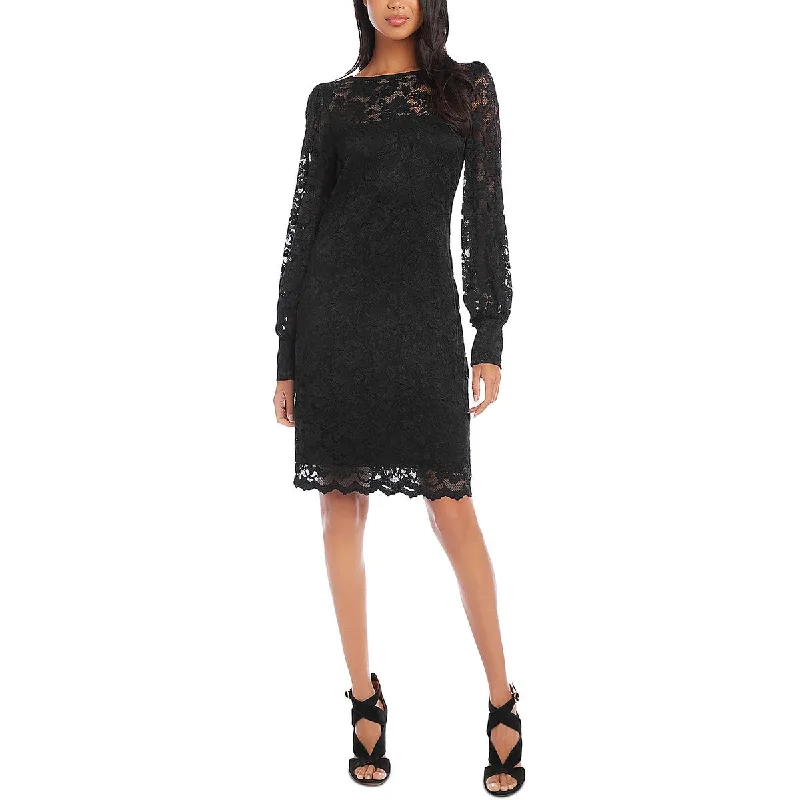 Petites Womens Lace Mini Cocktail And Party Dress