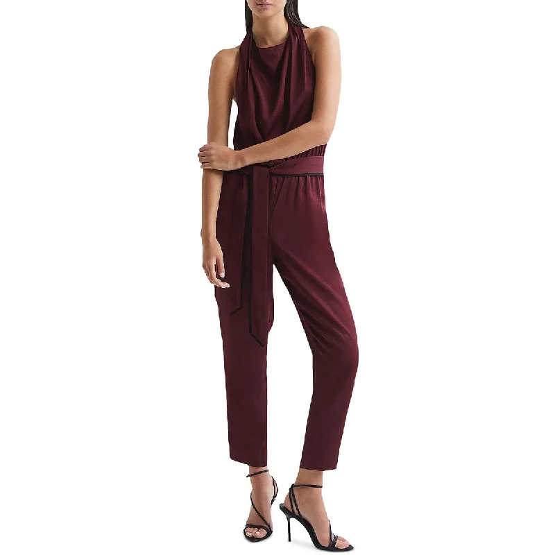 Reiss Womens Linen Blend Sleeveless Jumpsuit