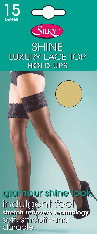 Silky Shine Lace Top Hold Ups 15 Denier