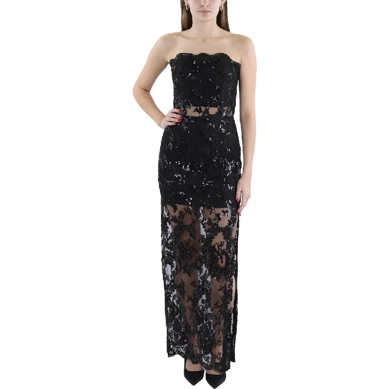 Georgie Womens Embellished Strapless Evening Dress