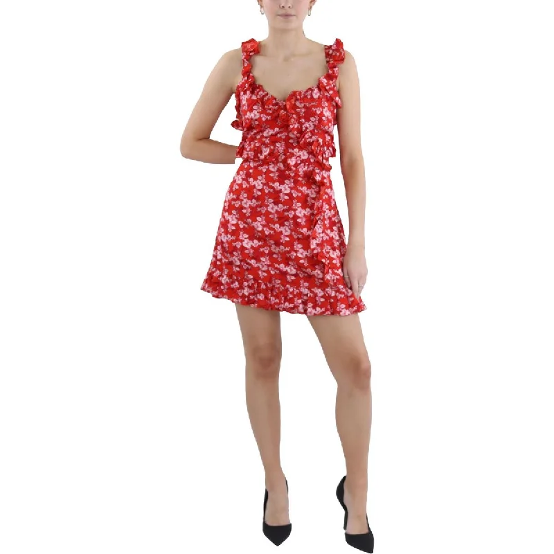 Elianna Womens Floral Print Mini Cocktail And Party Dress