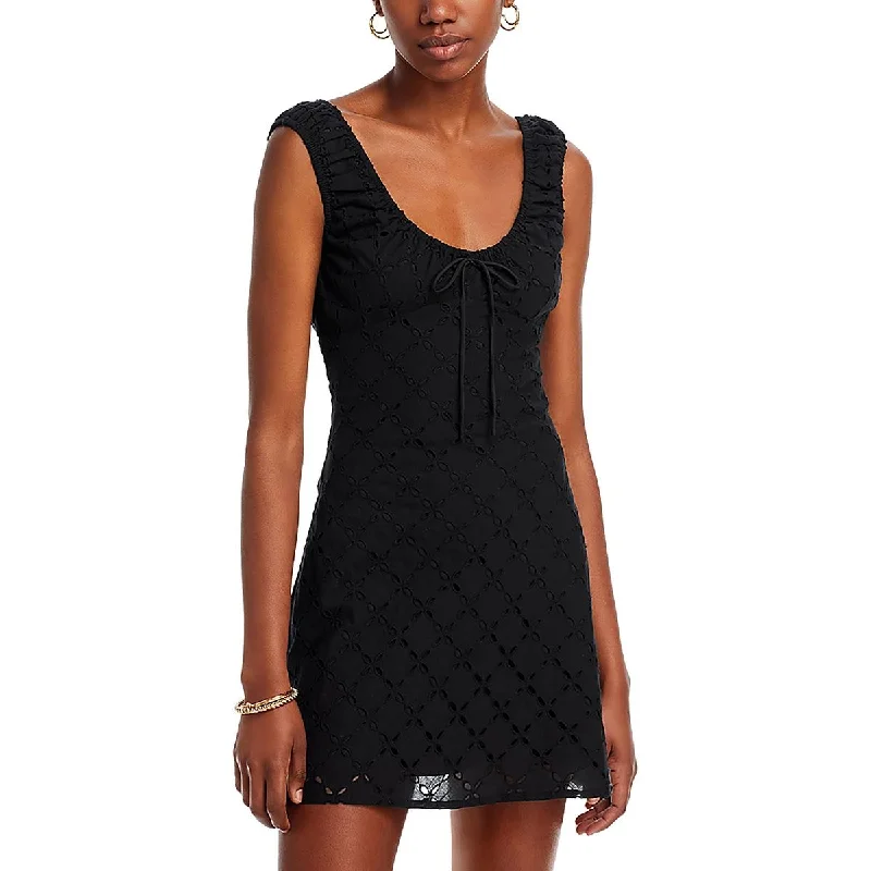 Cedar Womens Eyelet Mni Mini Dress