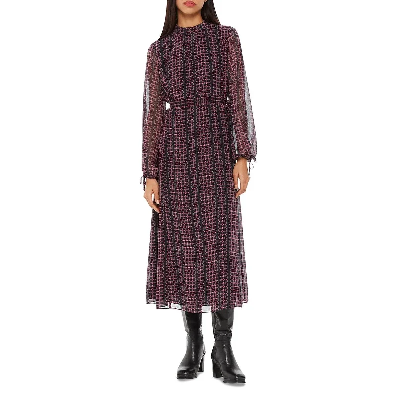 Womens Printed Layered Midi Dress