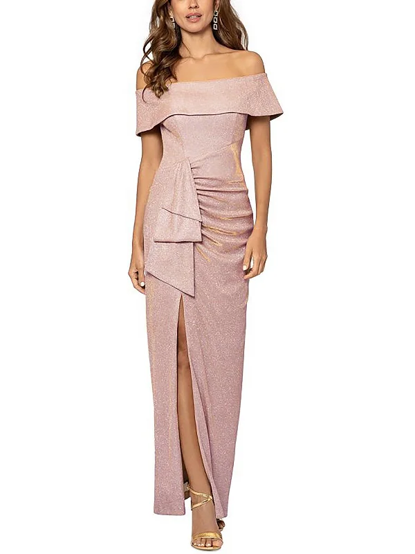 Womens Metallic Polyester Evening Dress