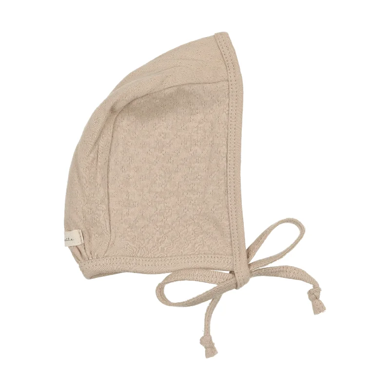 Lilette Dotted Pointelle Bonnet - Sand