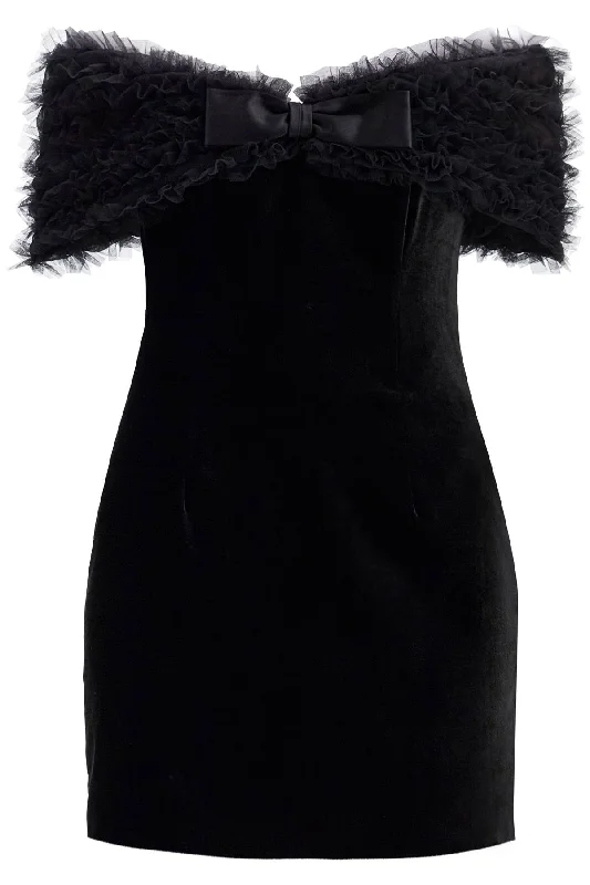 Alessandra Rich Women's Velvet Off-Shoulder Mini Dress