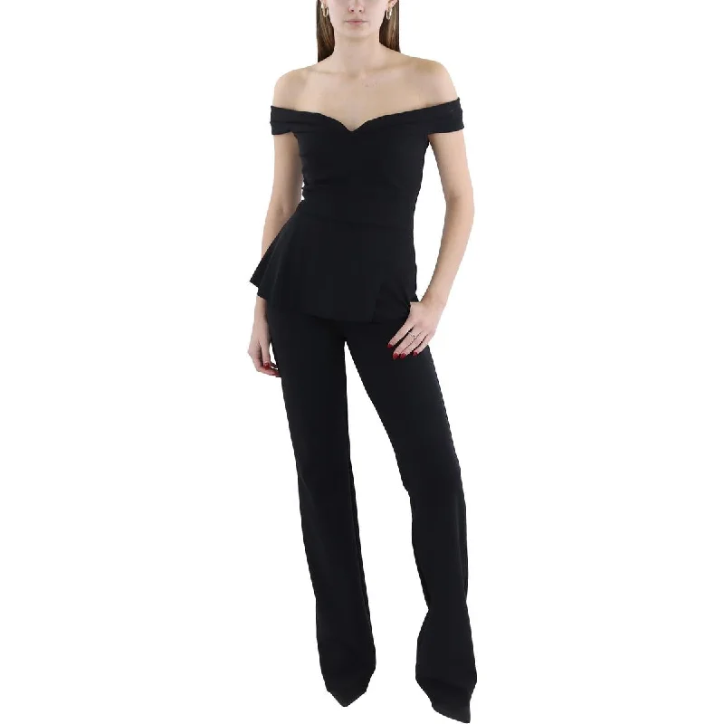 Chiara Boni Womens Radonna Off-The-Shoulder Peplum Jumpsuit