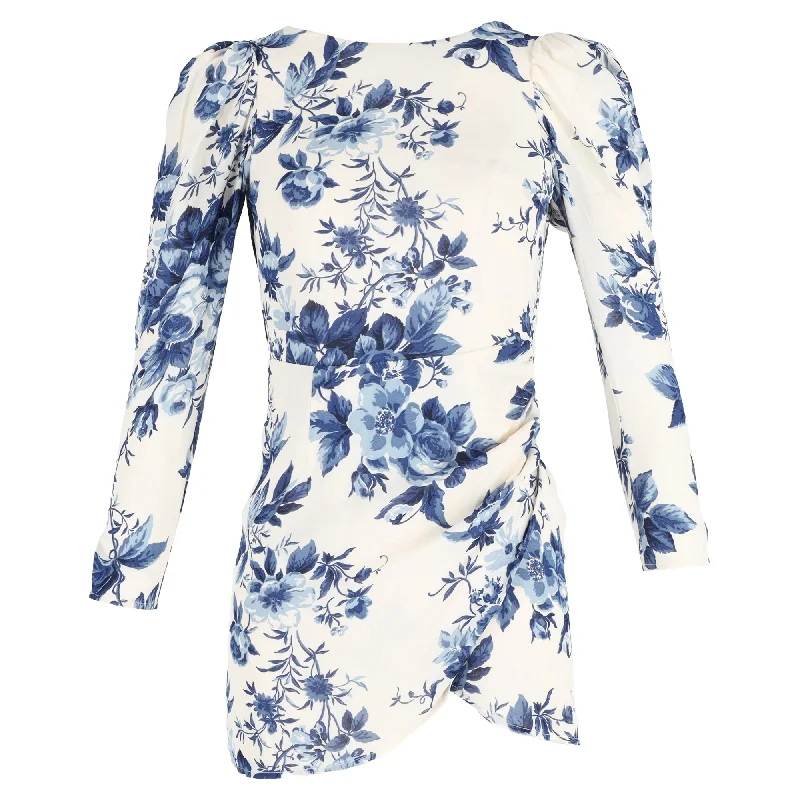 Reformation Faye Floral Mini Long Sleeve Dress in Multicolor Viscose