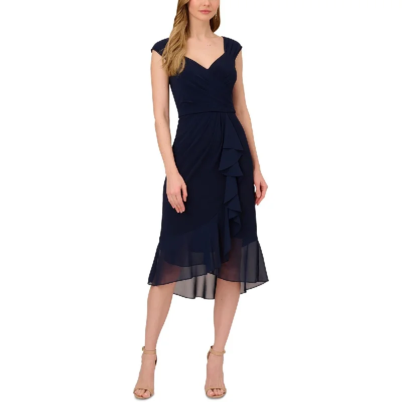 Womens Draped Pleated Cocktail And Party Dress