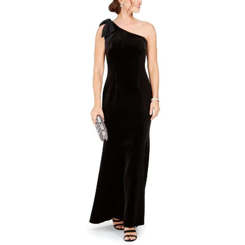 Womens Velvet One Shoulder Evening Dress