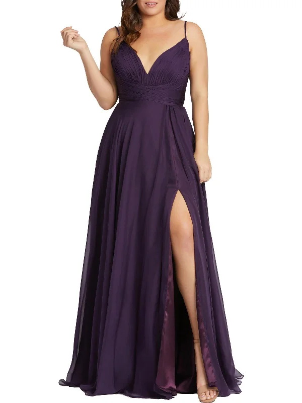 Plus Womens Sleeveless Maxi Evening Dress