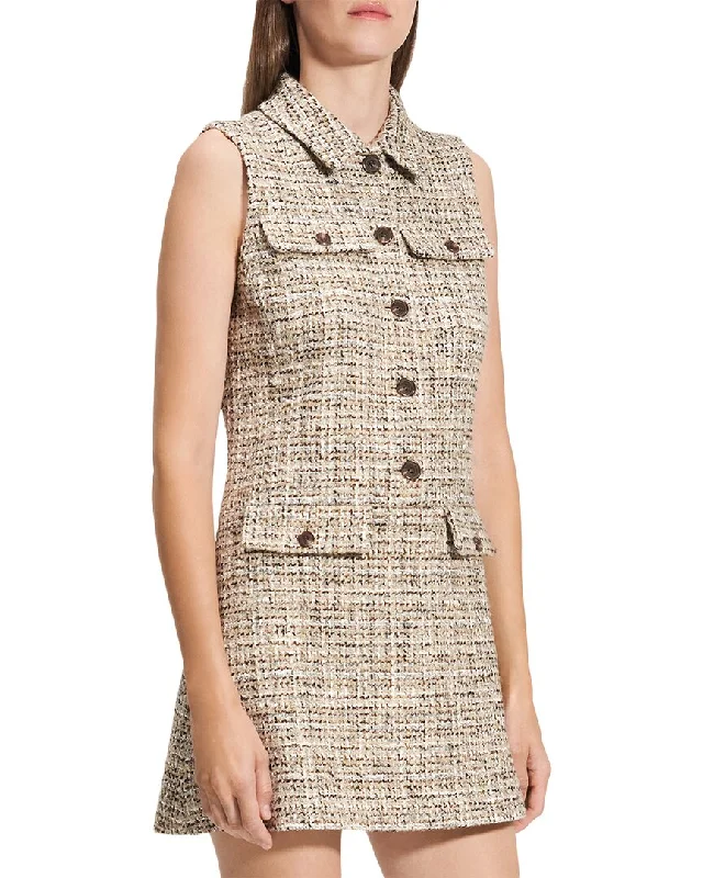 Theory Mix Tweed Military Mini Dress