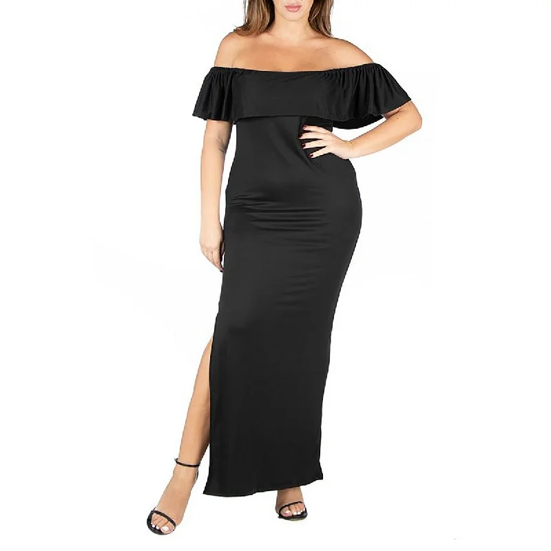 Plus Womens Ruffled Comfy Midi Dress