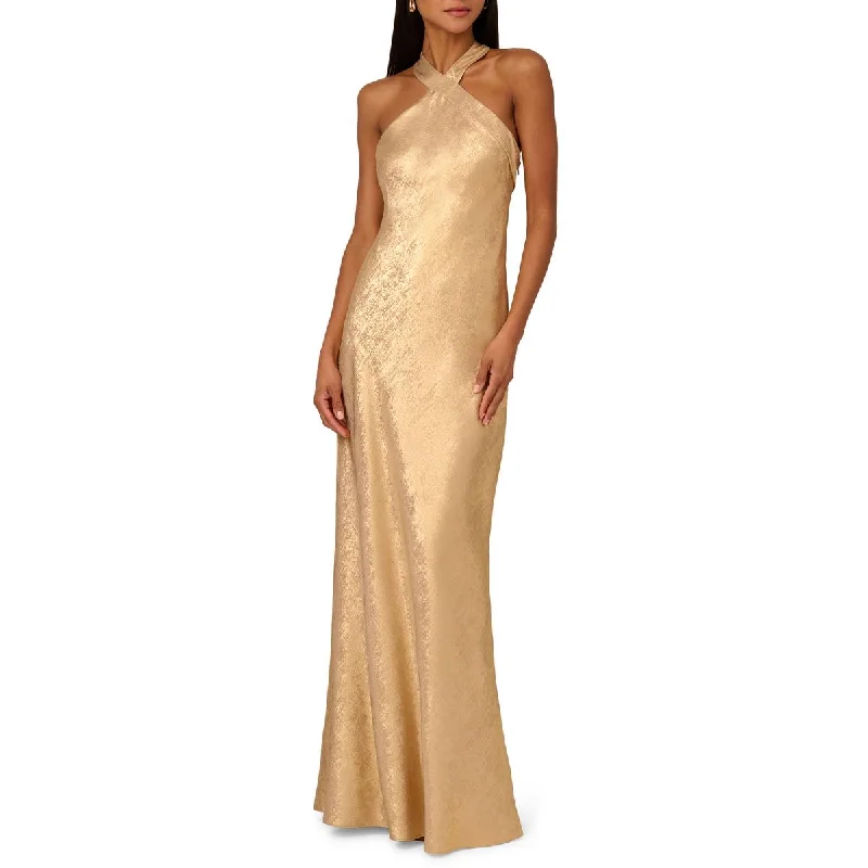 Womens Foiled Chiffon Evening Dress