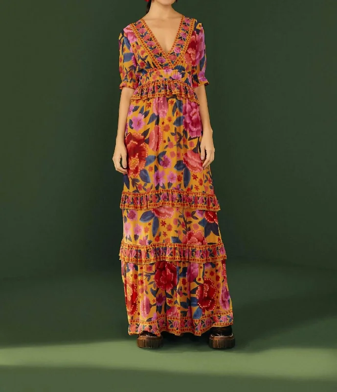 Floral Dream Maxi Dress in Yellow