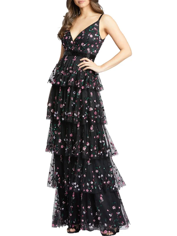 Womens Floral Maxi Evening Dress