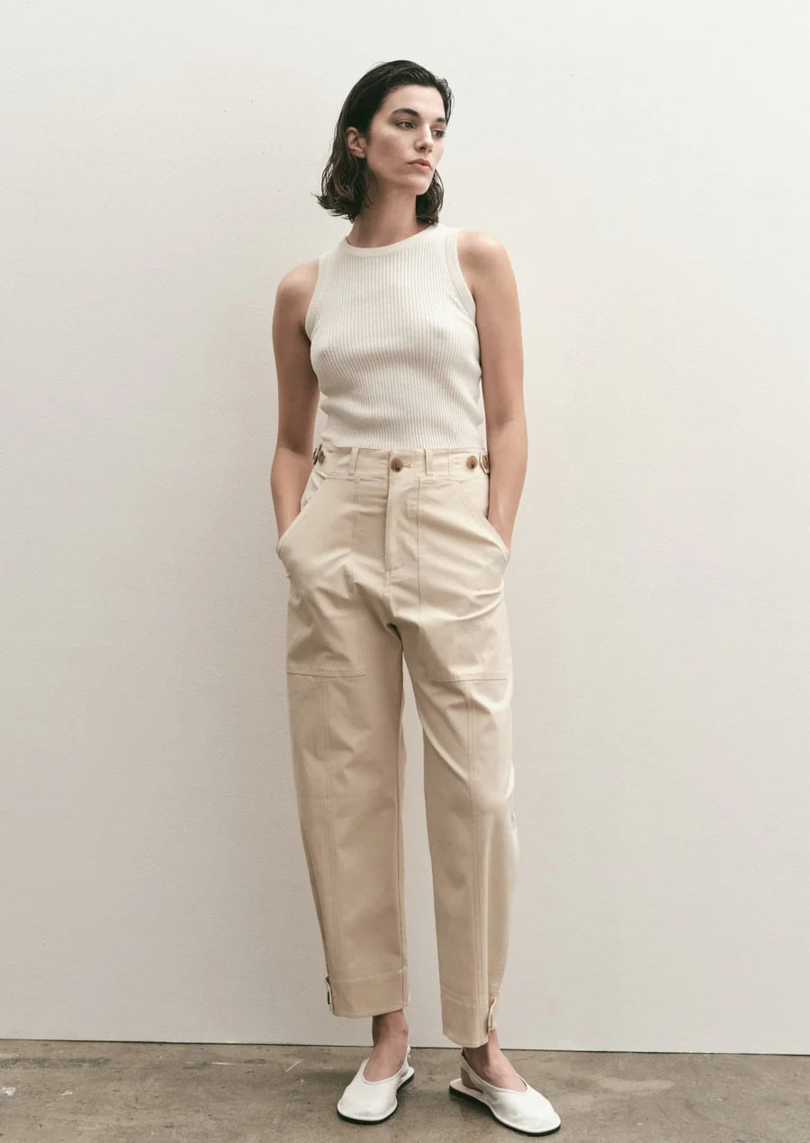 Mijeong Park Cropped Workwear Pants in Light