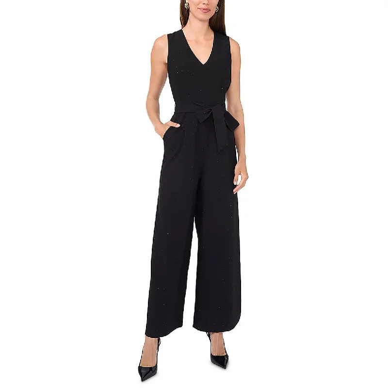 Vince Camuto Womens Embellished V-Neck Jumpsuit