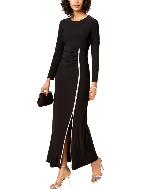 Womens Knit Embellished Evening Dress