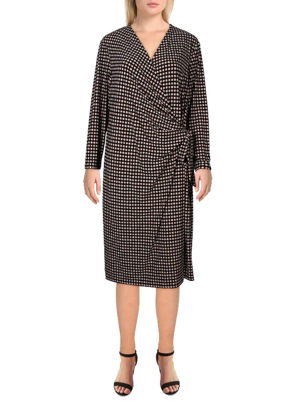 Womens Printed Midi Wrap Dress