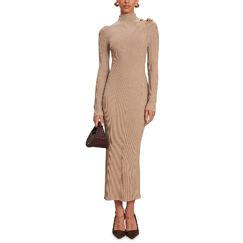 Womens Midi Mock Neck Sweaterdress