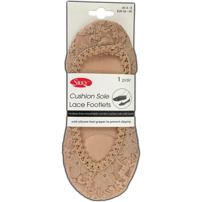 Silky Cushion Sole Lace Footsies Footlets No show liners