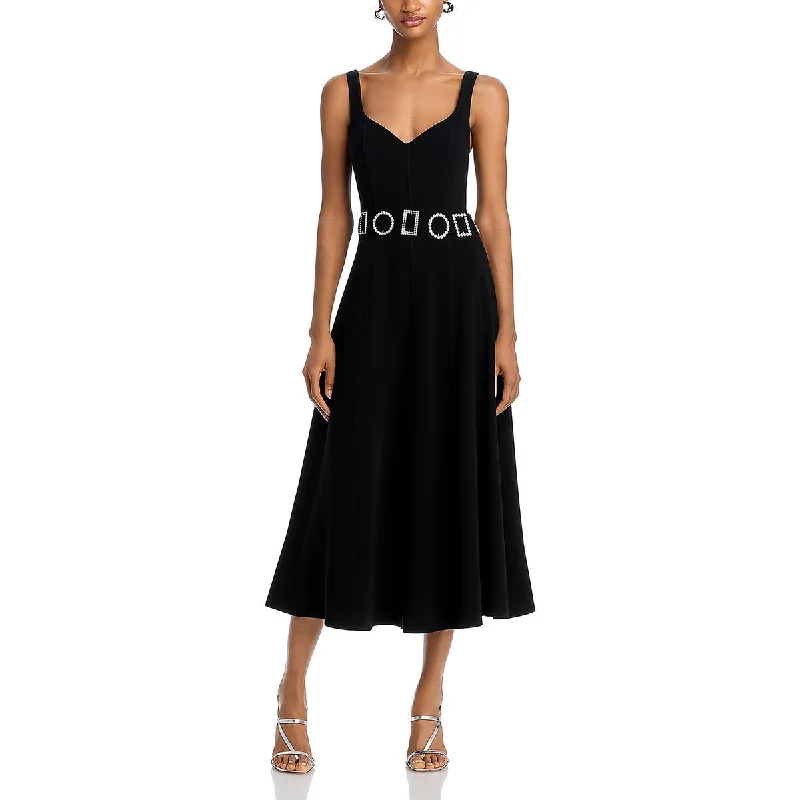 Womens Below Knee Embellished Midi Dress