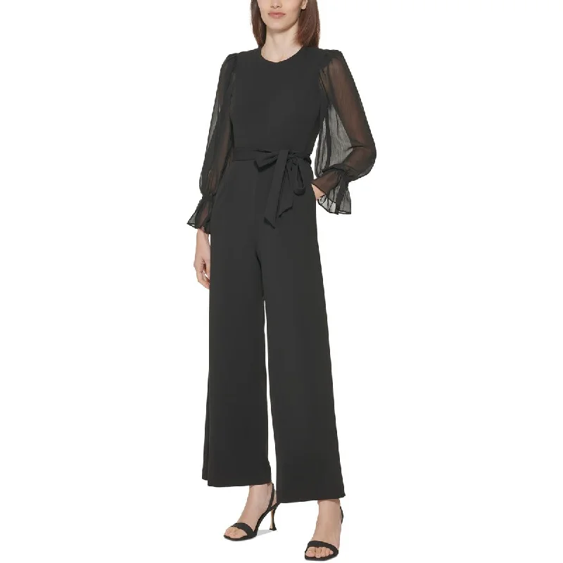 Calvin Klein Womens Crewneck Bishop Sleeve Jumpsuit