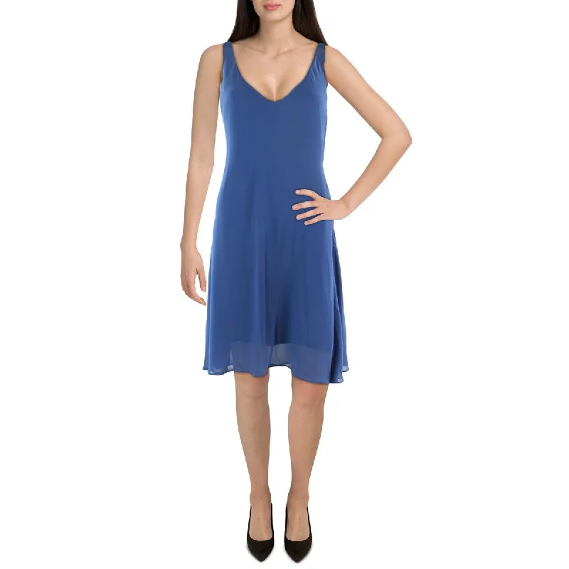 Womens Solid Midi Sheath Dress