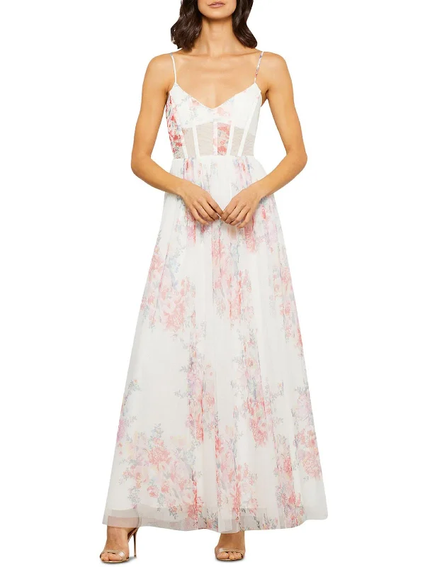 Womens Floral Maxi Evening Dress