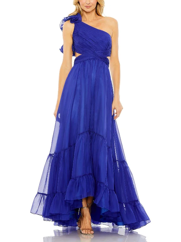 Womens Chiffon One Shoulder Evening Dress