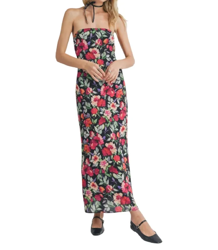 A Night In Tube Midi Dress In Multi Floral