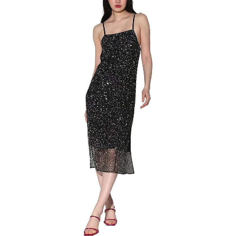 Womens Sequin Overlay Cocktail And Party Dress