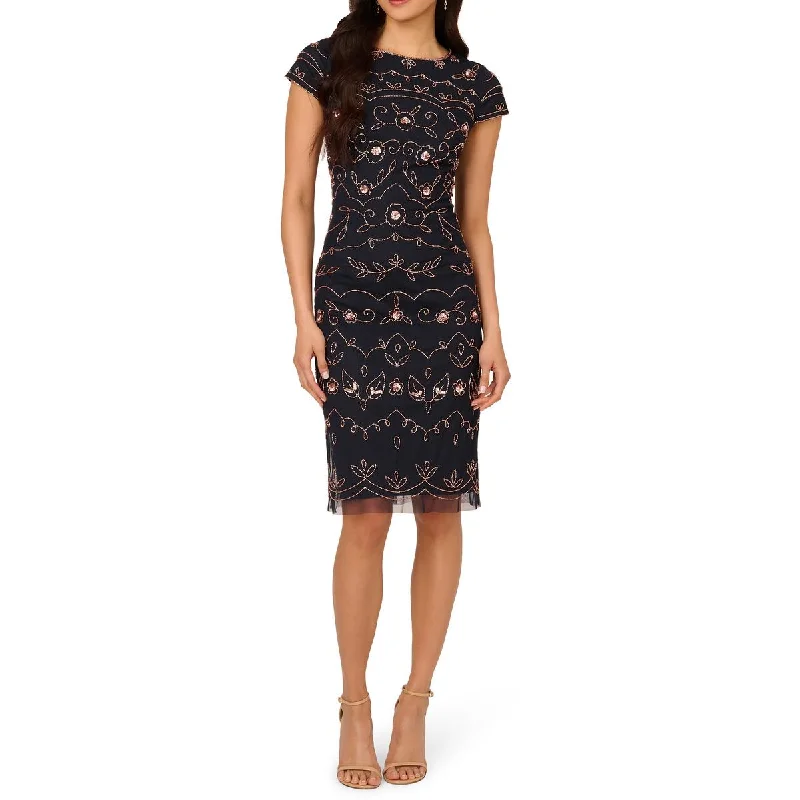 Womens Floral Beaded Cocktail And Party Dress