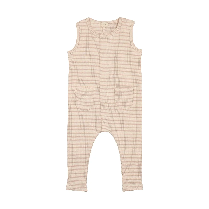 Lil Legs Ribbed Pocket Romper Long - Pink Stripe