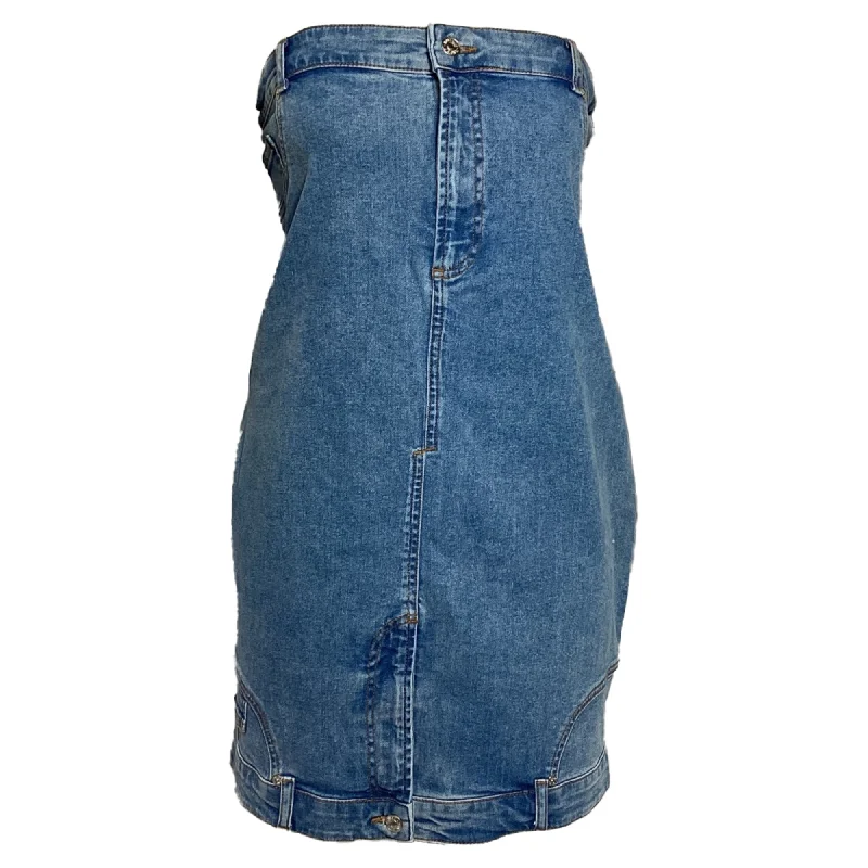 Moschino Jeans Bandeau-Style Mini Dress in Blue Denim