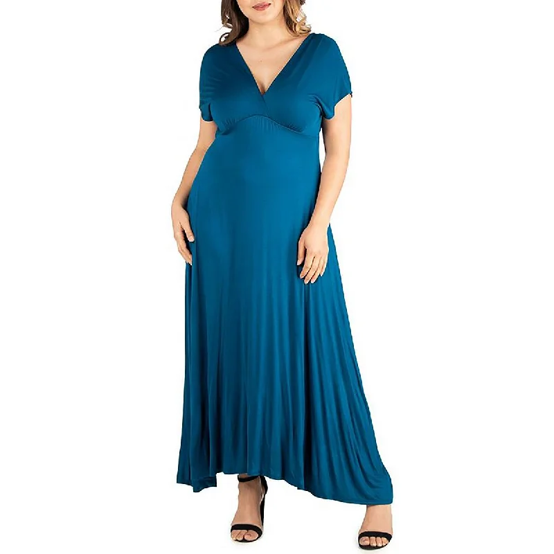 Womens V-Neck Ruched Midi Dress