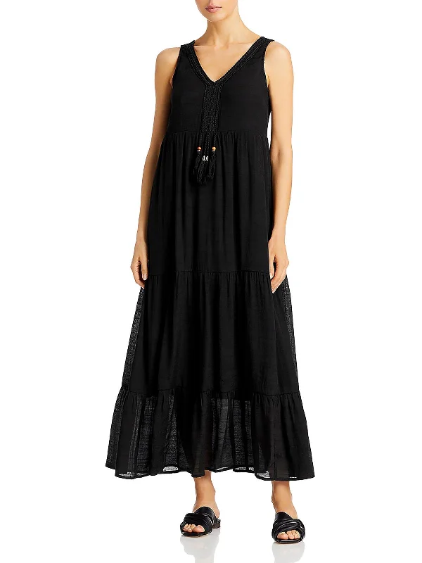 Womens Sleeveless V-Neck Maxi Dress