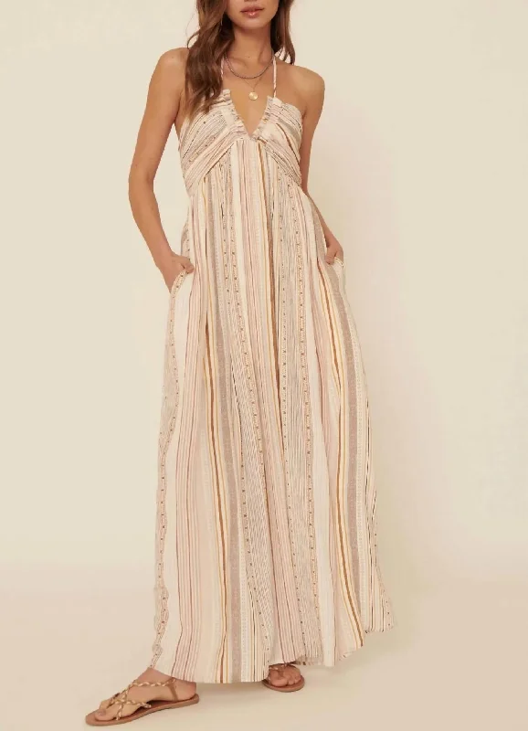 Clancey Halter Maxi Dress in Cream