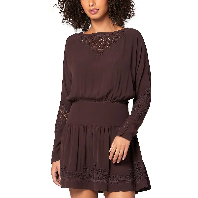 Womens Crochet Inlet Mini Mini Dress