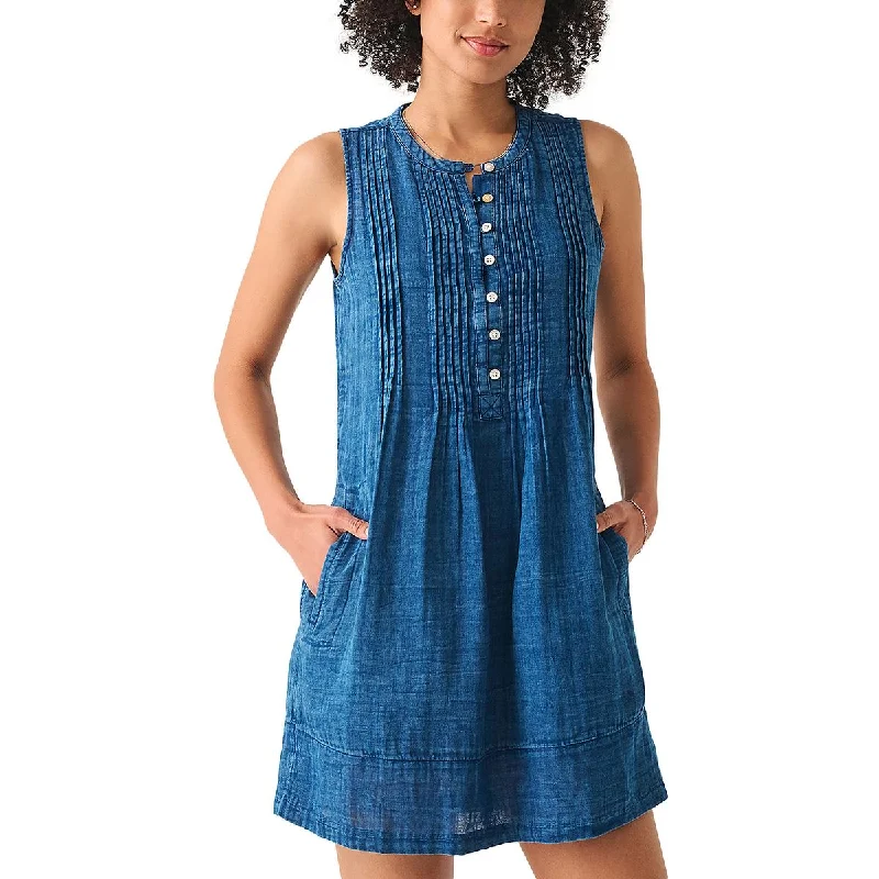 Womens Mini Button Front Mini Dress