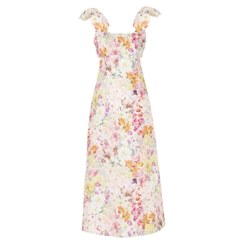 Harmony Tie Midi Dress In Garden