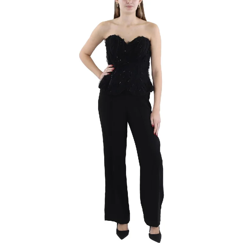 Zac Posen Womens Lace Strapless Jumpsuit