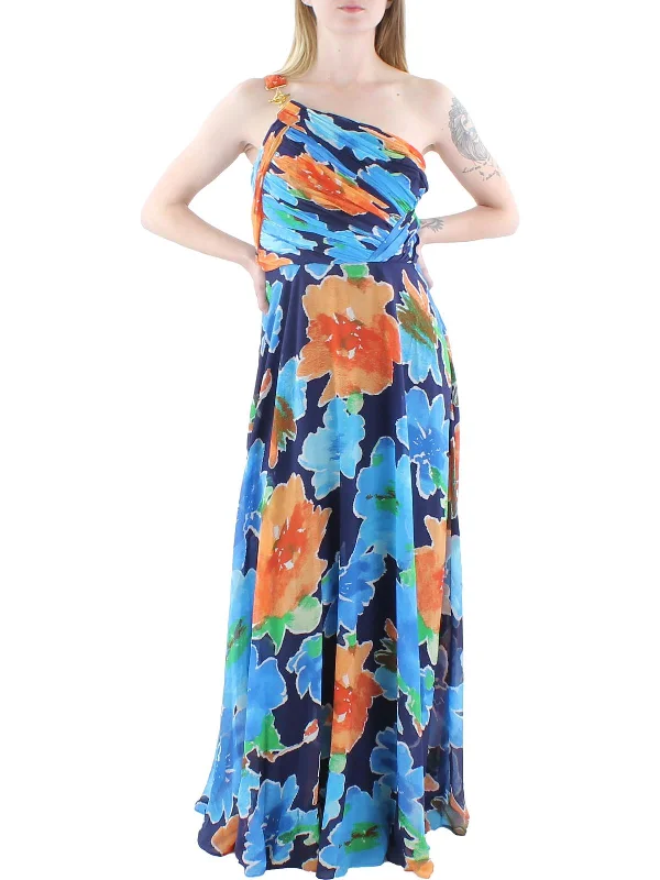 Zurinda Womens Chiffon Floral Print Evening Dress