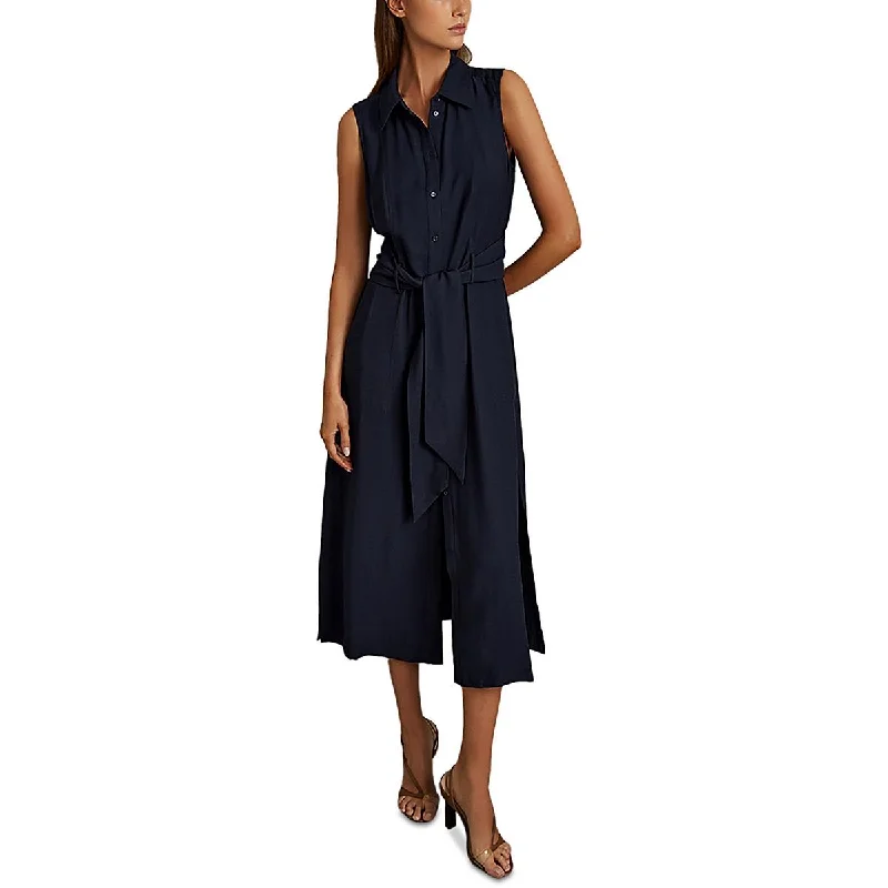 Womens Midi Belted Shirtdress