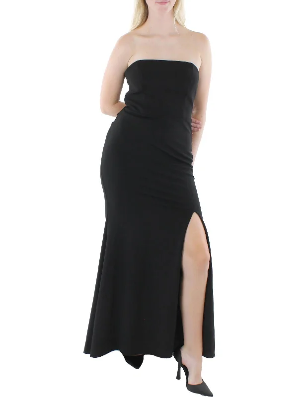 Womens Embellished Slit Evening Dress