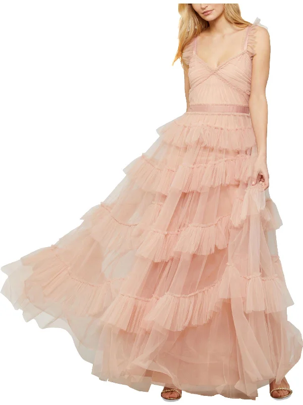 Womens Ruffled Formal Evening Dress