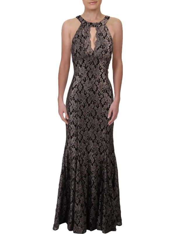 Womens Glitter Lace Evening Dress